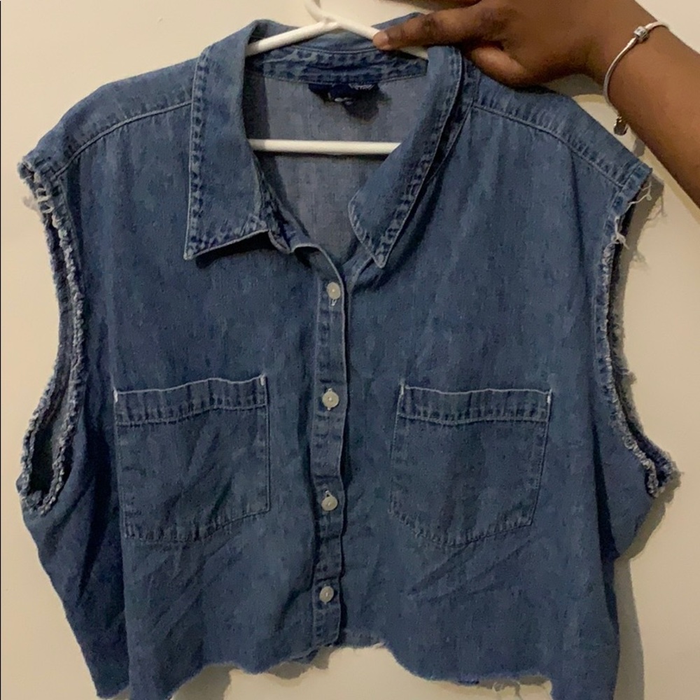 Distressed Denim Vest